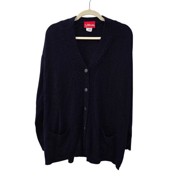 NWT Vitos Cable Knit Trim Cardigan Sweater Size 40/US XL - Picture 1 of 6
